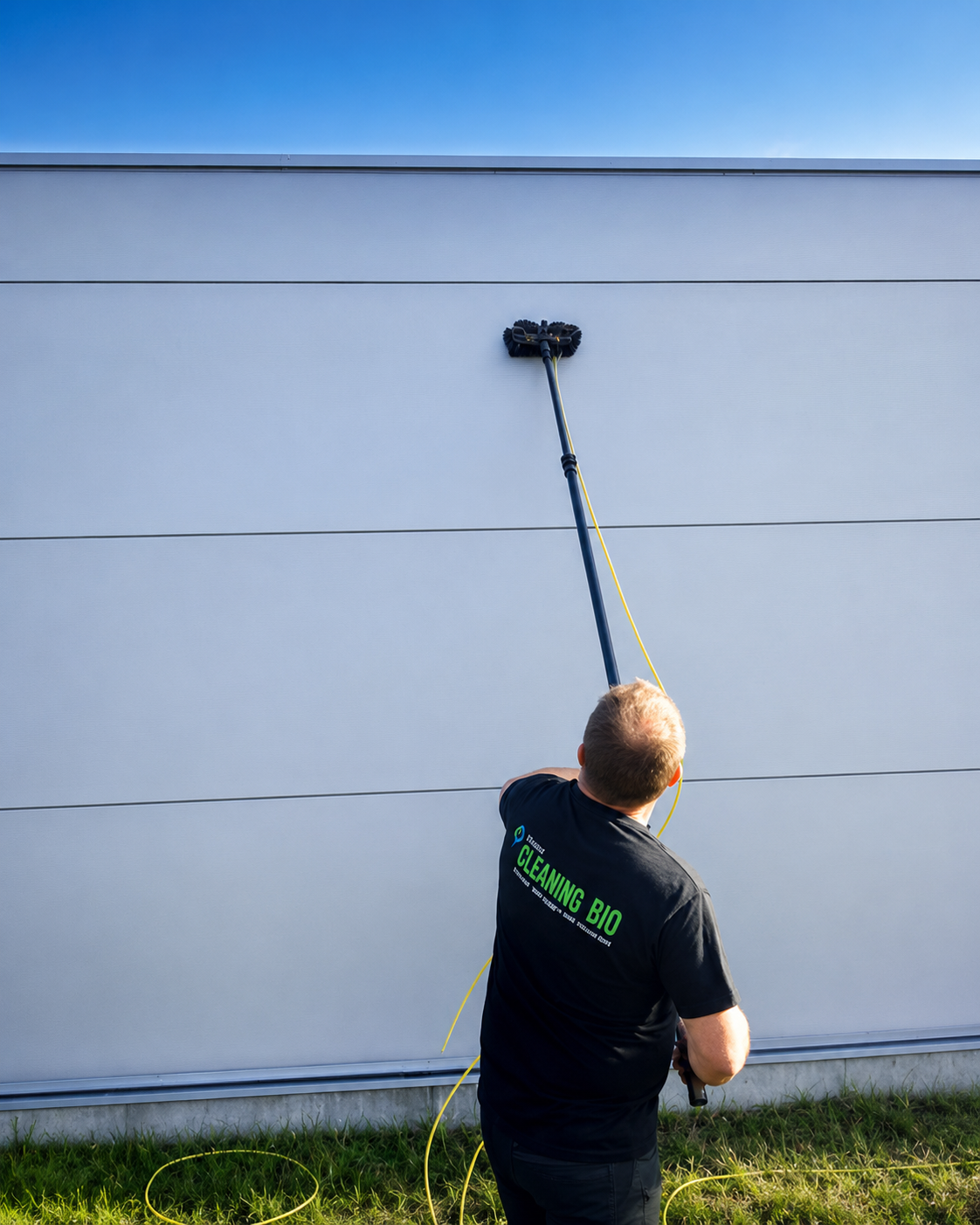 Nettoyage de bardage de bâtiment professionnel par Cleaning Bio
